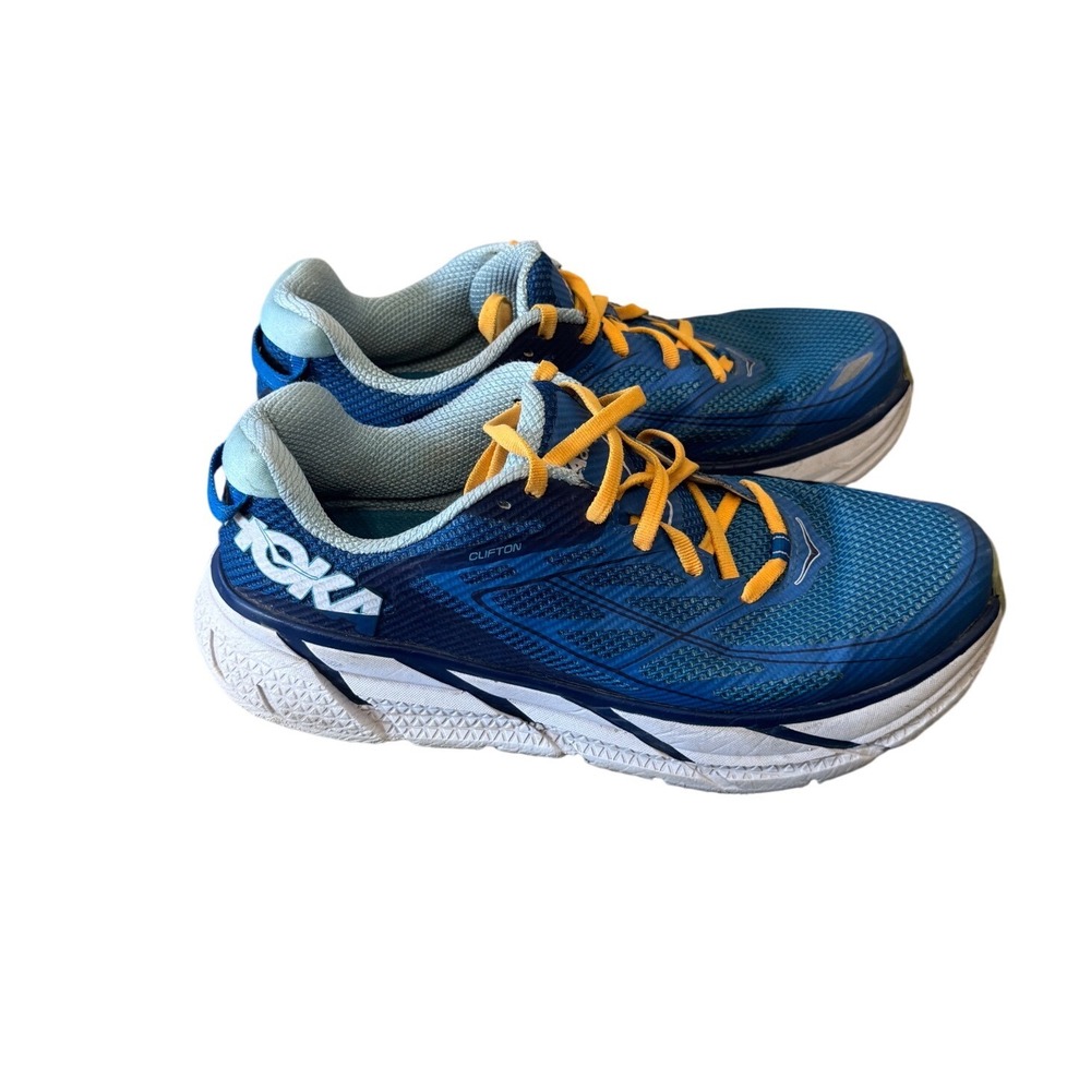 Hoka one one W Clifton‎ 3 Blue orange running athletic shoe 1019755 baib